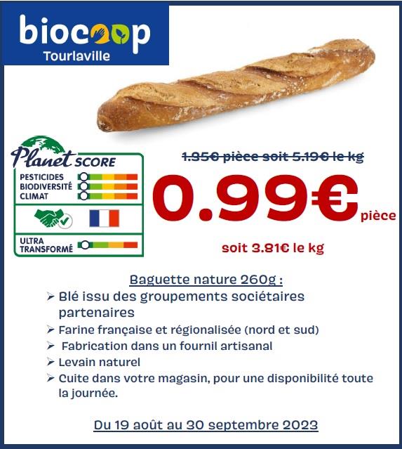 Promo sur les baguettes natures dans votre magasin Biocoop Tourlaville